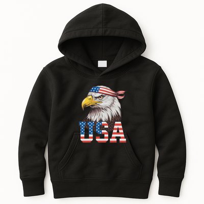 Usa American Flag Women Bald Eagle Patriotic Kids Hoodie