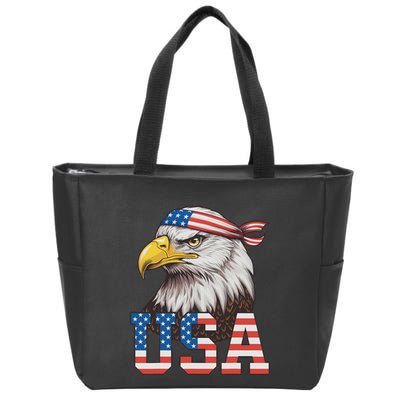 Usa American Flag Women Bald Eagle Patriotic Zip Tote Bag