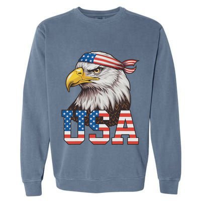 Usa American Flag Women Bald Eagle Patriotic Garment-Dyed Sweatshirt