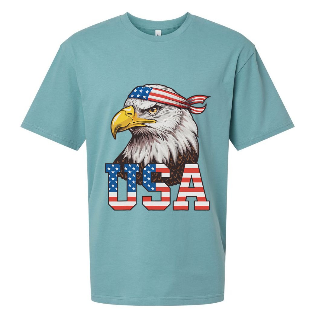 Usa American Flag Women Bald Eagle Patriotic Sueded Cloud Jersey T-Shirt