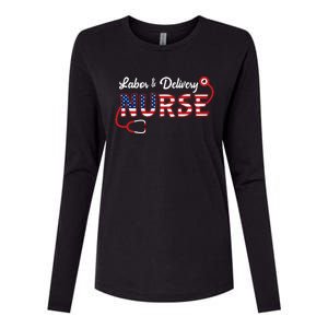 Usa American Flag Labor And Delivery Nurse Stethoscope L And D Gift Womens Cotton Relaxed Long Sleeve T-Shirt