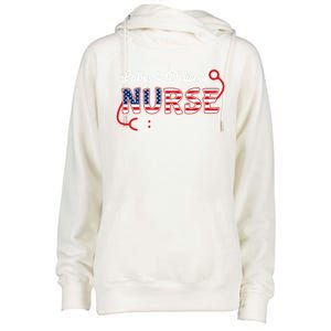 Usa American Flag Labor And Delivery Nurse Stethoscope L And D Gift Womens Funnel Neck Pullover Hood