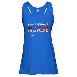 Usa American Flag Labor And Delivery Nurse Stethoscope L And D Gift Ladies Essential Flowy Tank