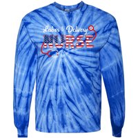 Usa American Flag Labor And Delivery Nurse Stethoscope L And D Gift Tie-Dye Long Sleeve Shirt