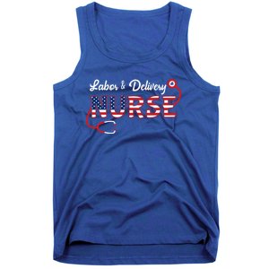 Usa American Flag Labor And Delivery Nurse Stethoscope L And D Gift Tank Top