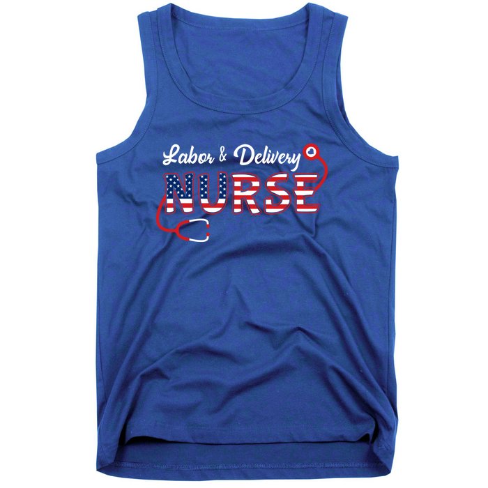 Usa American Flag Labor And Delivery Nurse Stethoscope L And D Gift Tank Top