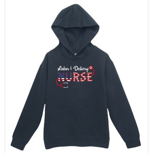 Usa American Flag Labor And Delivery Nurse Stethoscope L And D Gift Urban Pullover Hoodie