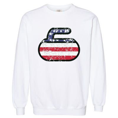 USA American Flag Curling America Vintage Men Women Gift Garment-Dyed Sweatshirt