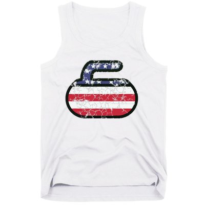 USA American Flag Curling America Vintage Men Women Gift Tank Top