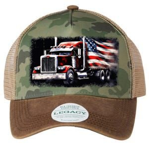 Us American Flag Semi Truck Driver Trucker Legacy Tie Dye Trucker Hat