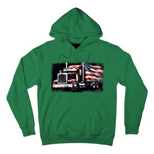 Us American Flag Semi Truck Driver Trucker Hoodie