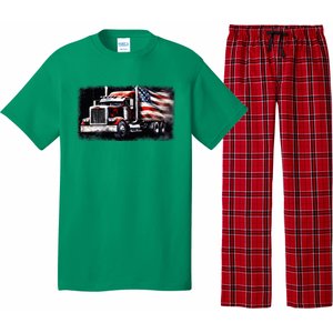 Us American Flag Semi Truck Driver Trucker Pajama Set