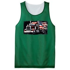 Us American Flag Semi Truck Driver Trucker Mesh Reversible Basketball Jersey Tank