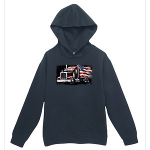 Us American Flag Semi Truck Driver Trucker Urban Pullover Hoodie