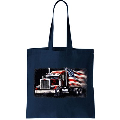 Us American Flag Semi Truck Driver Trucker Tote Bag