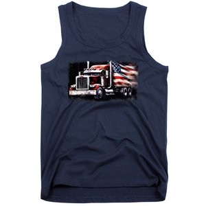 Us American Flag Semi Truck Driver Trucker Tank Top