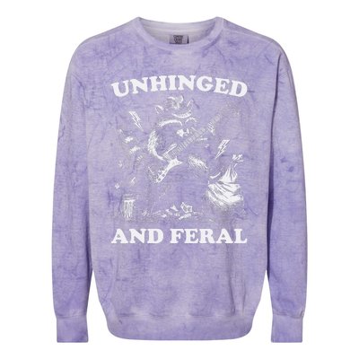 Unhinged And Feral Funny Raccoon Feral Summer Racoon Lover Colorblast Crewneck Sweatshirt