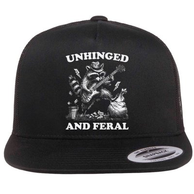 Unhinged And Feral Funny Raccoon Feral Summer Racoon Lover Flat Bill Trucker Hat