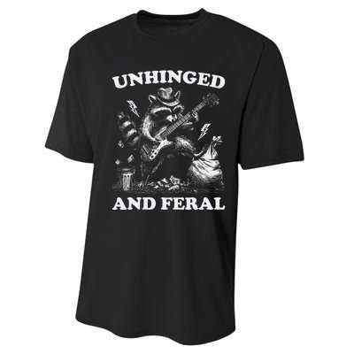 Unhinged And Feral Funny Raccoon Feral Summer Racoon Lover Performance Sprint T-Shirt