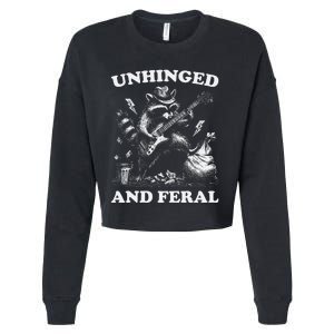 Unhinged And Feral Funny Raccoon Feral Summer Racoon Lover Cropped Pullover Crew