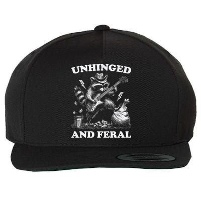 Unhinged And Feral Funny Raccoon Feral Summer Racoon Lover Wool Snapback Cap