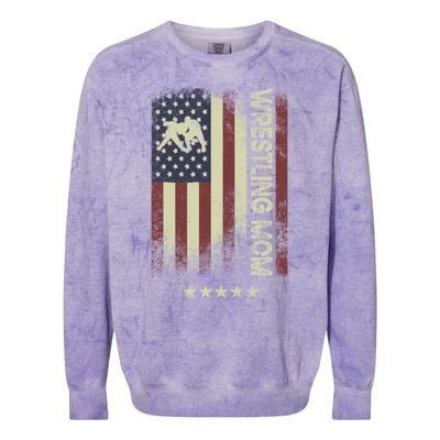 Usa American Flag Wrestling Mom Cute Gift Colorblast Crewneck Sweatshirt