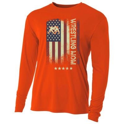 Usa American Flag Wrestling Mom Cute Gift Cooling Performance Long Sleeve Crew