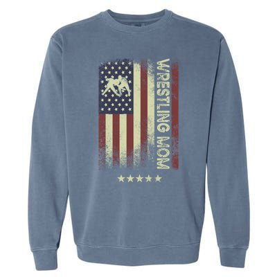 Usa American Flag Wrestling Mom Cute Gift Garment-Dyed Sweatshirt