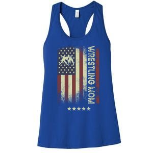 Usa American Flag Wrestling Mom Cute Gift Women's Racerback Tank