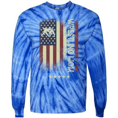 Usa American Flag Wrestling Mom Cute Gift Tie-Dye Long Sleeve Shirt