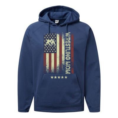 Usa American Flag Wrestling Mom Cute Gift Performance Fleece Hoodie