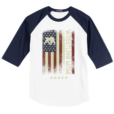 Usa American Flag Wrestling Mom Cute Gift Baseball Sleeve Shirt