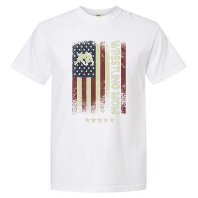 Usa American Flag Wrestling Mom Cute Gift Garment-Dyed Heavyweight T-Shirt