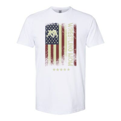 Usa American Flag Wrestling Mom Cute Gift Softstyle CVC T-Shirt