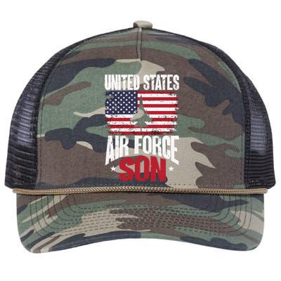 Us Air Force Veteran United Sates Air Force Son Cool Gift Retro Rope Trucker Hat Cap