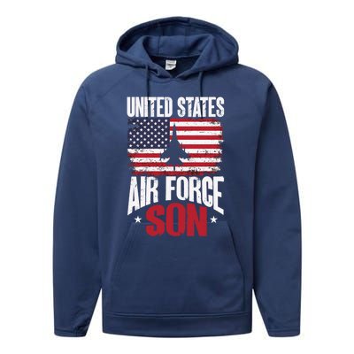 Us Air Force Veteran United Sates Air Force Son Cool Gift Performance Fleece Hoodie