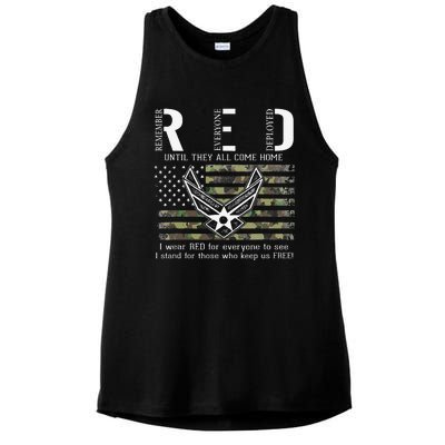 US Air Force Support RED Friday Remember Everyone Deployed Ladies PosiCharge Tri-Blend Wicking Tank