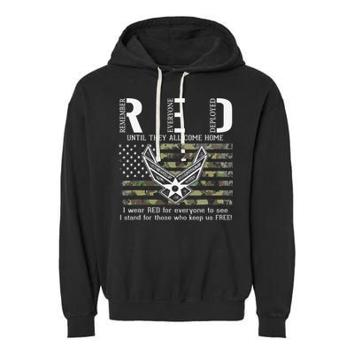 US Air Force Support RED Friday Remember Everyone Deployed Garment-Dyed Fleece Hoodie