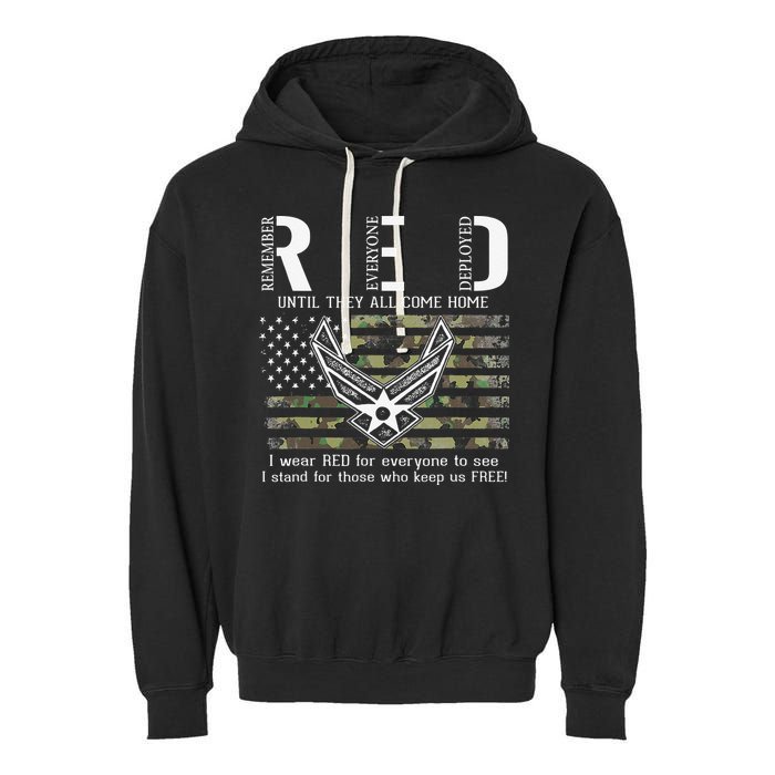 US Air Force Support RED Friday Remember Everyone Deployed Garment-Dyed Fleece Hoodie