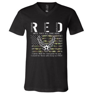 US Air Force Support RED Friday Remember Everyone Deployed V-Neck T-Shirt