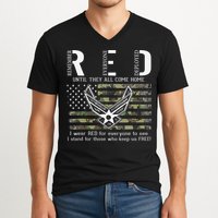 US Air Force Support RED Friday Remember Everyone Deployed V-Neck T-Shirt