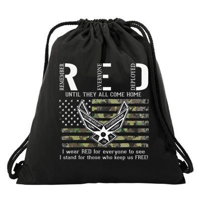 US Air Force Support RED Friday Remember Everyone Deployed Drawstring Bag