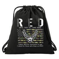 US Air Force Support RED Friday Remember Everyone Deployed Drawstring Bag