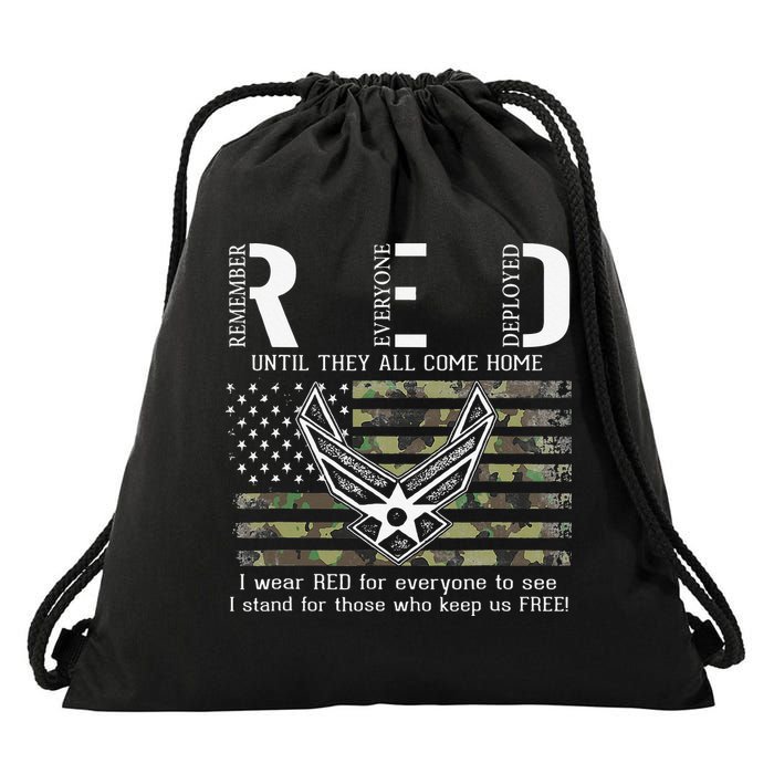 US Air Force Support RED Friday Remember Everyone Deployed Drawstring Bag