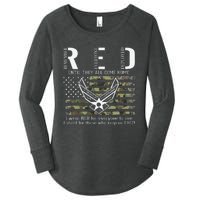 US Air Force Support RED Friday Remember Everyone Deployed Women's Perfect Tri Tunic Long Sleeve Shirt