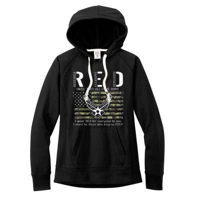 US Air Force Support RED Friday Remember Everyone Deployed Women's Fleece Hoodie