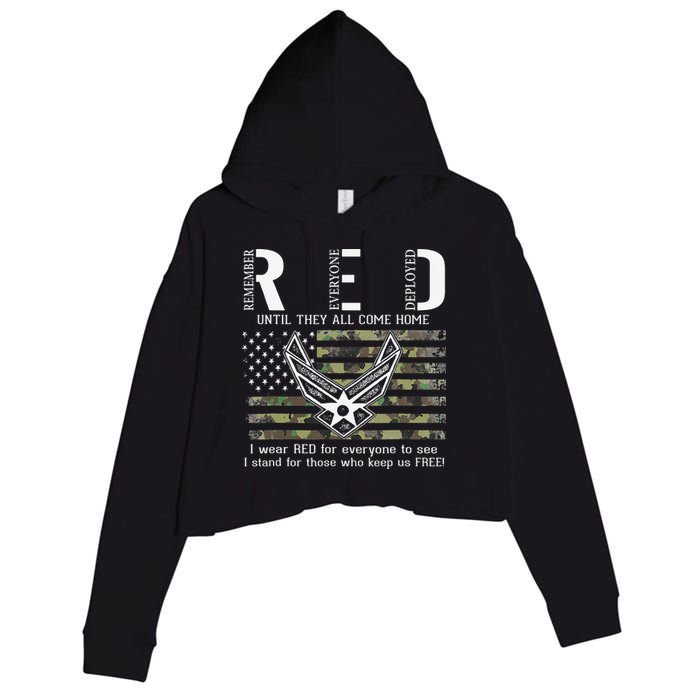 US Air Force Support RED Friday Remember Everyone Deployed Crop Fleece Hoodie