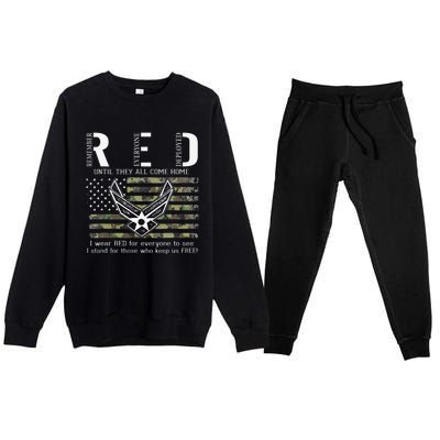 US Air Force Support RED Friday Remember Everyone Deployed Premium Crewneck Sweatsuit Set