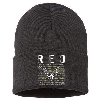 US Air Force Support RED Friday Remember Everyone Deployed Sustainable Knit Beanie