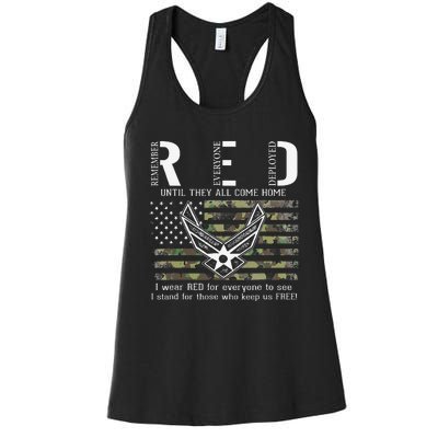 US Air Force Support RED Friday Remember Everyone Deployed Women's Racerback Tank